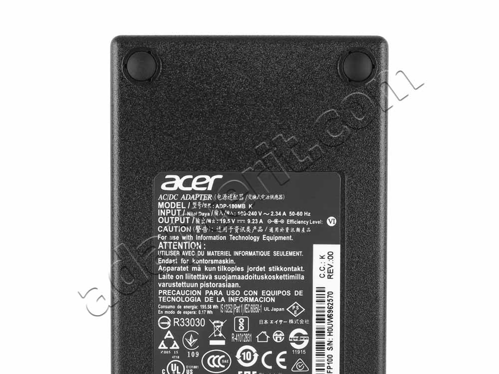 Alkuperäinen 180W Acer Predator Helios 300 PH317-53-76NT Adapteri Laturi