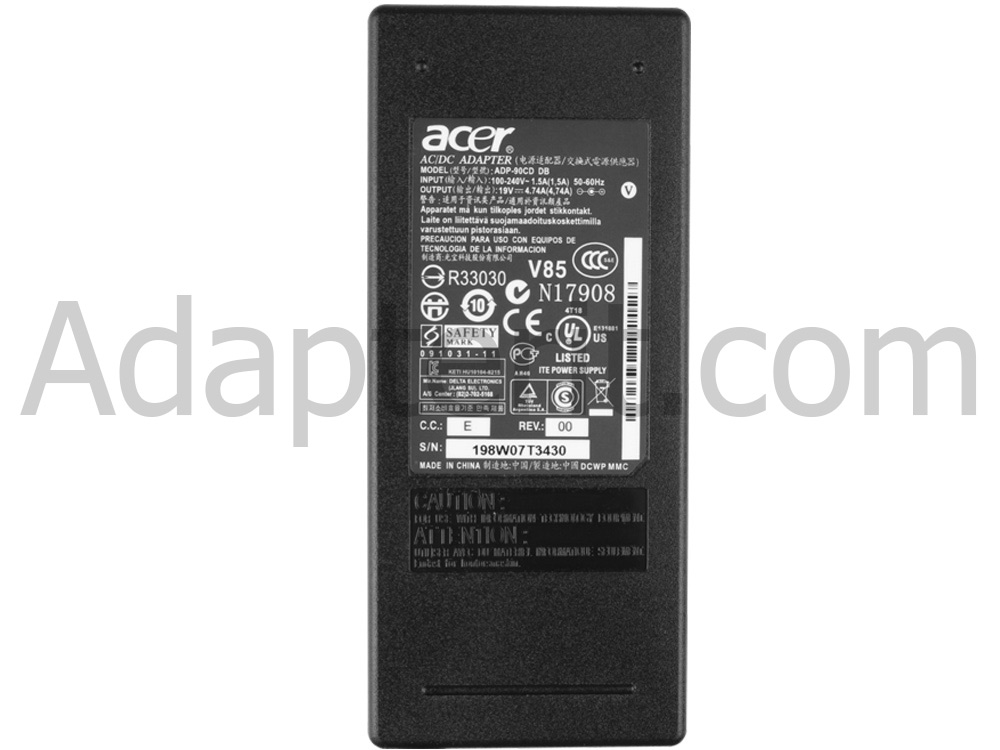Alkuperäinen 90W Adapteri Laturi Acer TravelMate TimelineX TM8372T TM8572T