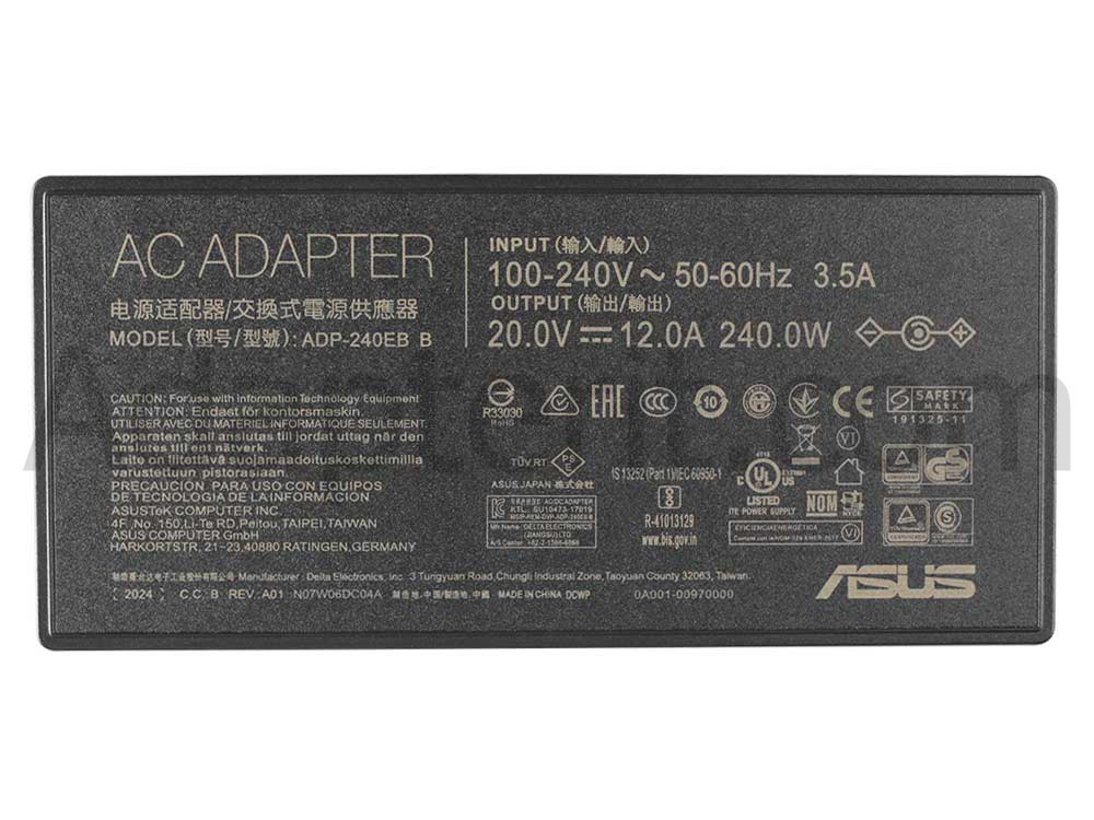 Alkuperäinen 240W Asus Rog Strix G15 G513QM Adapteri Laturi + kaapeli