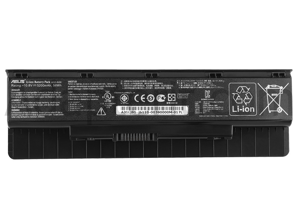 Alkuperäinen 6 Solut 56Whr Akku Asus N76VM-V2G-T1023V N76VM-V2G-T1023V