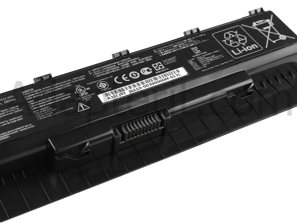 Alkuperäinen 6 Solut 56Whr Akku Asus N76VM-V2G-T1023V N76VM-V2G-T1023V
