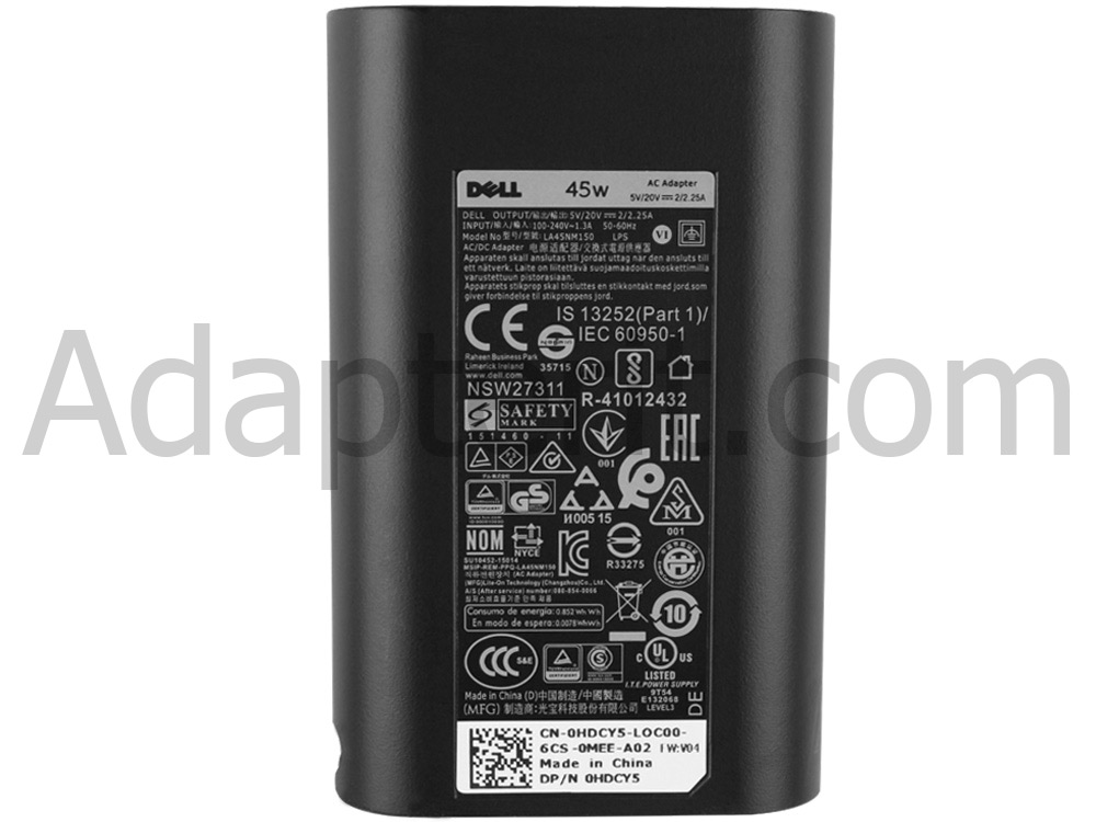 Alkuperäinen 45W USB-C Adapteri Laturi Dell 0X2GC2 + Vapaa johto