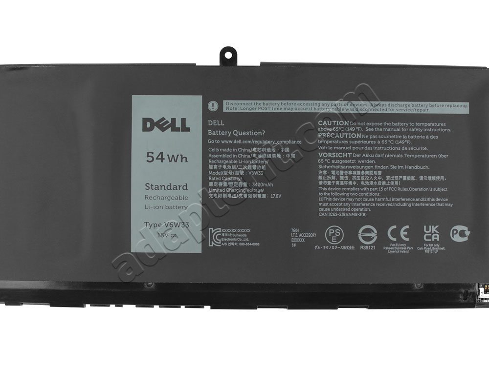 Alkuperäinen 3600mAh 54Wh Dell Inspiron 15 P106F P106F003 Akku