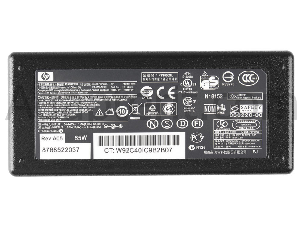 Alkuperäinen 65W Adapteri Laturi HP EliteBook 2570p-04012100000 2570p-04012100010
