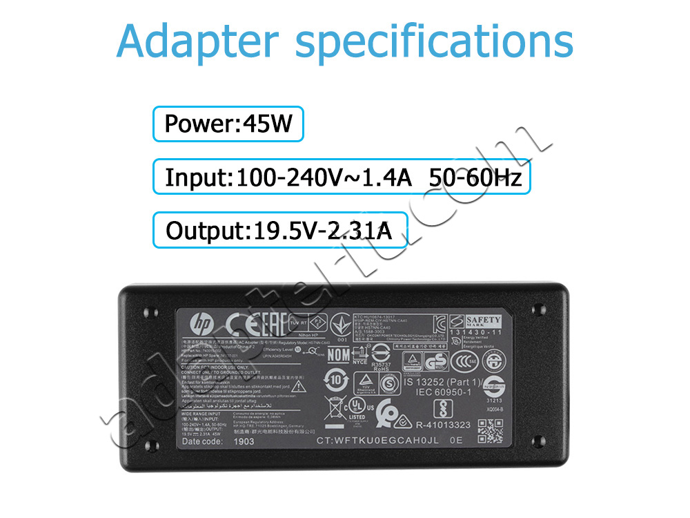 Adapteri Laturi HP Pavilion 14-bf090no 2GF95EA 45W + Vapaa johto