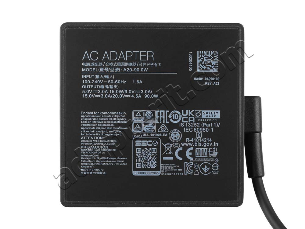 90W USB-C HP Spectre 13-ae052nr 2LV00UA Adapteri Laturi + Vapaa johto