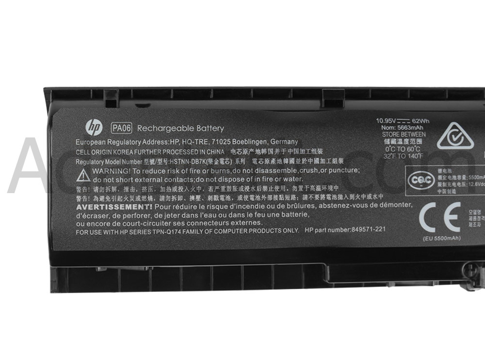 Alkuperäinen 5663mAh 62Wh 6 Solut Akku HP Omen 17-w206ng 17-w246nf