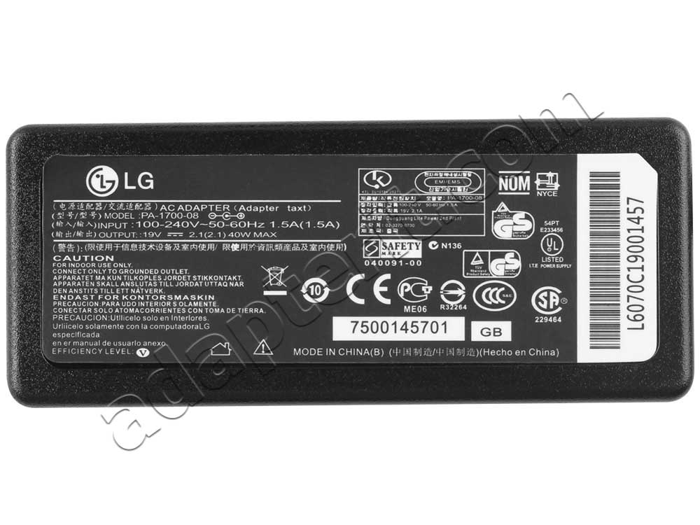 Alkuperäinen 40W Adapteri Laturi LG IPS236V-PN + Vapaa johto