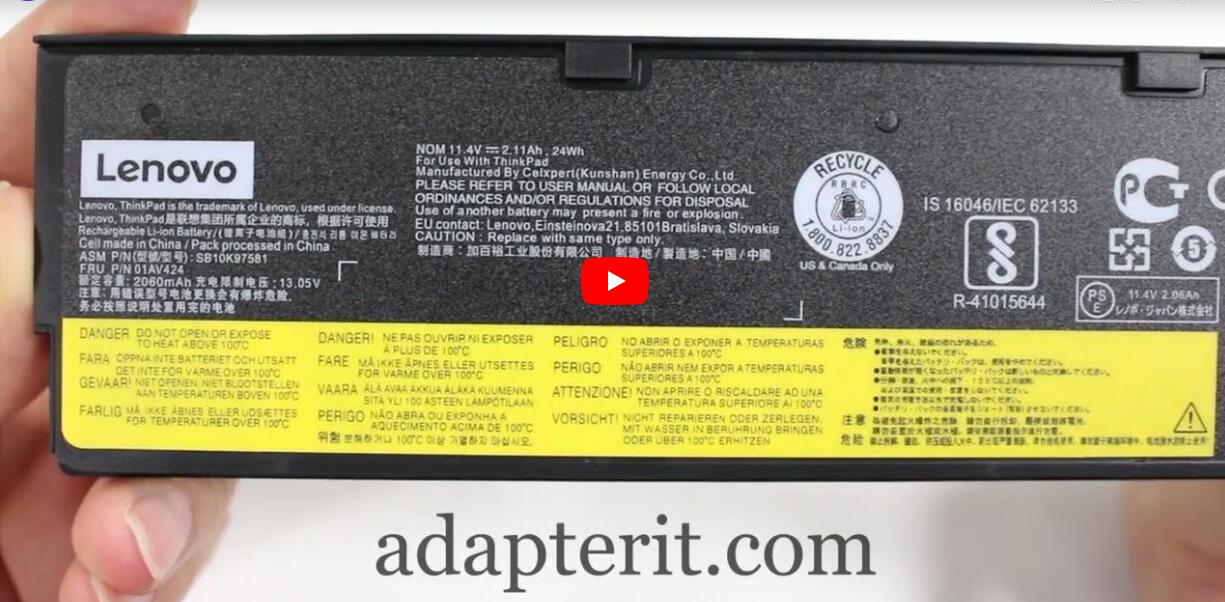 2100mAh 24Wh 3 Solut Lenovo ThinkPad T480 20L6 Akku