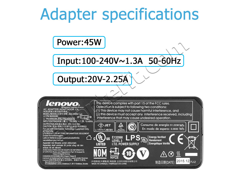 Alkuperäinen 45W Lenovo ADLX45NLC2A Adapteri Laturi + Kaapeli