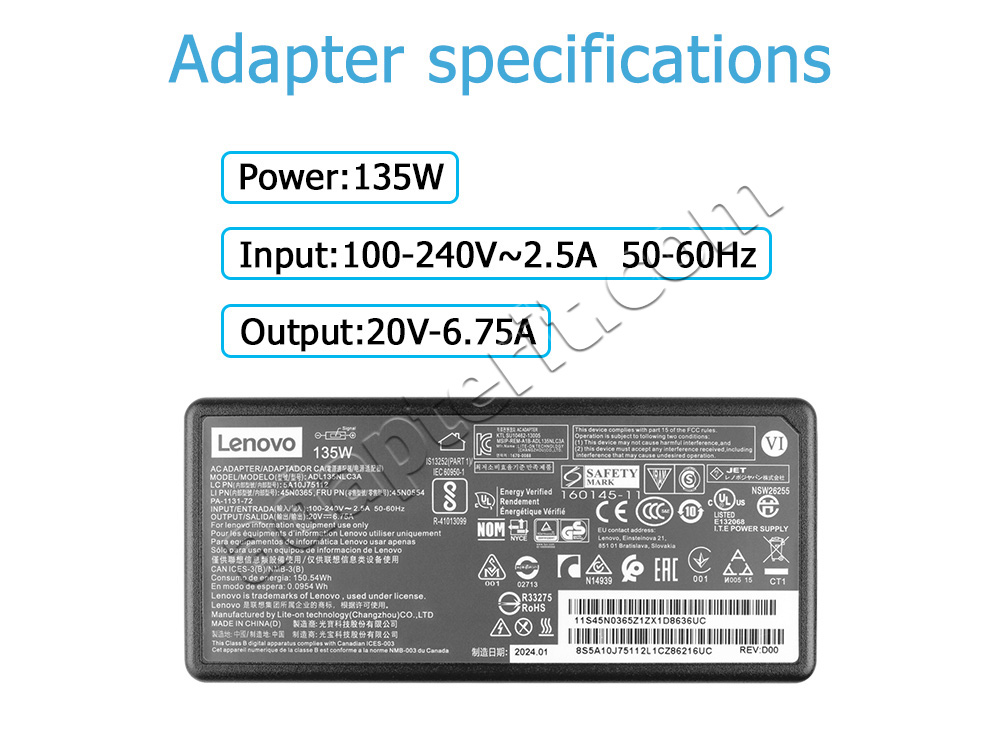 Alkuperäinen 135W Adapteri Laturi Lenovo ThinkPad Ultra Dock
