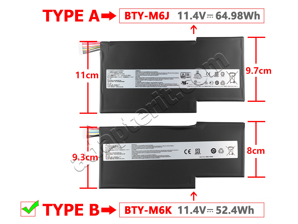 Alkuperäinen 4600mAh 52.4Wh 3-Solut Akku MSI BTY-M6K