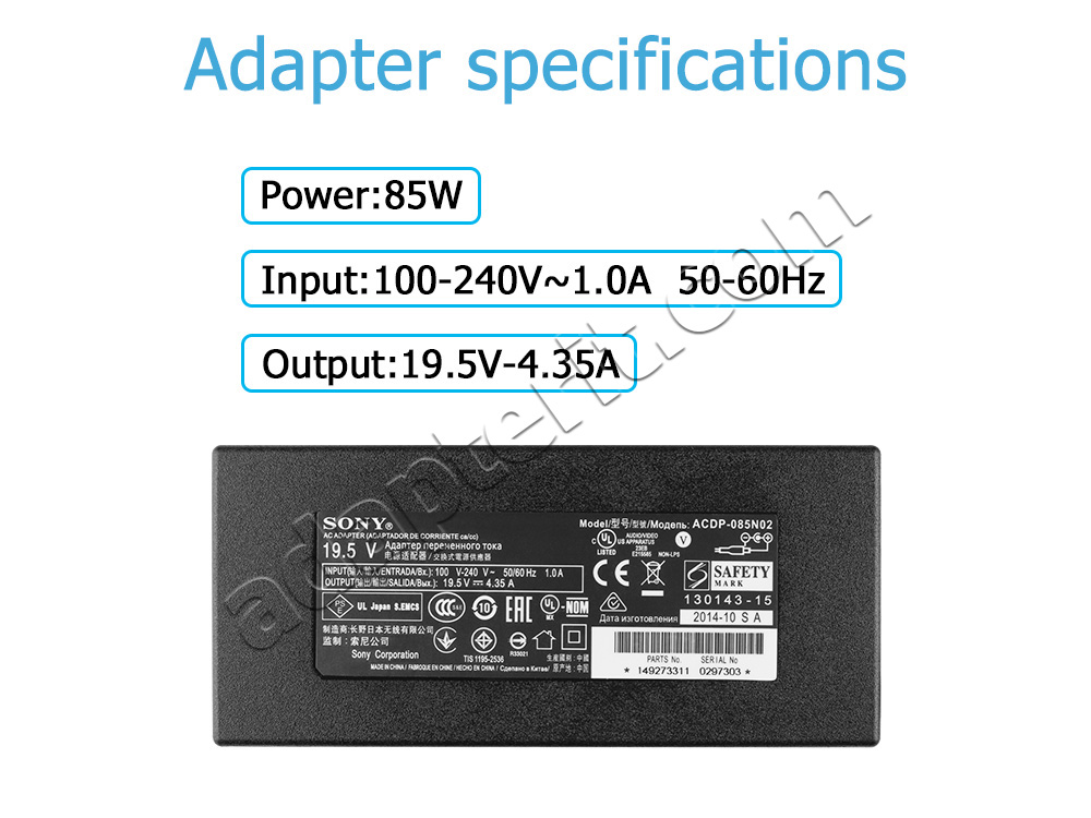 Alkuperäinen 85W Sony KDL-48W705C KDL-48WD650 Adapteri Laturi