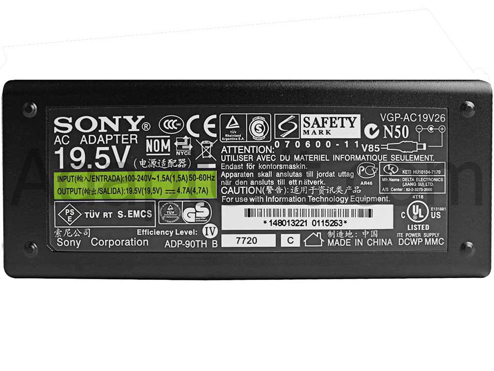 19.5V 4.7A 90W Sony Vaio SVE1513MCXW Adapteri Laturi