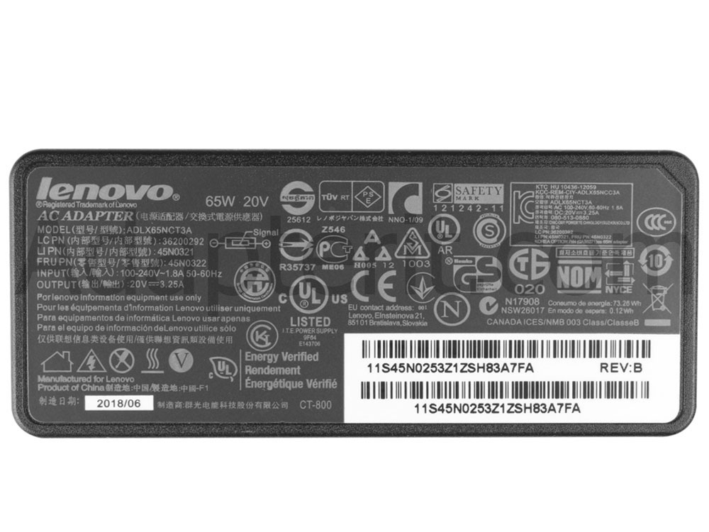 Alkuperäinen 65W Adapteri Laturi Lenovo Thinkpad S531 20B0004LPG 20B0004LFE