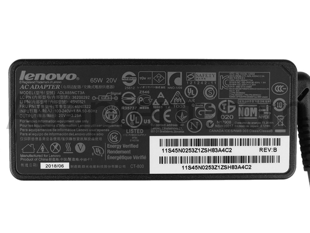 Alkuperäinen Adapteri Laturi Lenovo ThinkPad T560 20FJ 65W + Vapaa johto